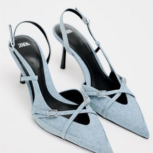 Heeled denim shoes ZARA